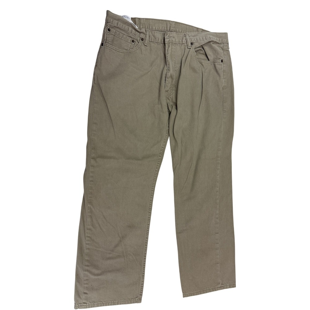 Levi's 505 Regular Fit Khaki Tan Straight Leg Pants Mens 40x30 Cotton Blend